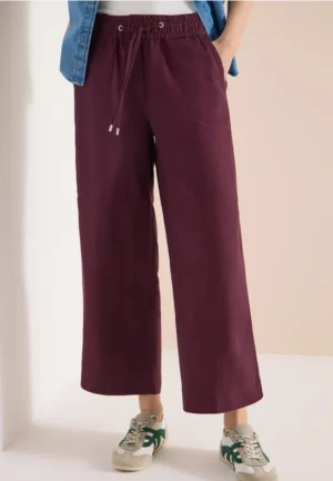 Broek met wijde pijpen in Loose Fit van linnenmix