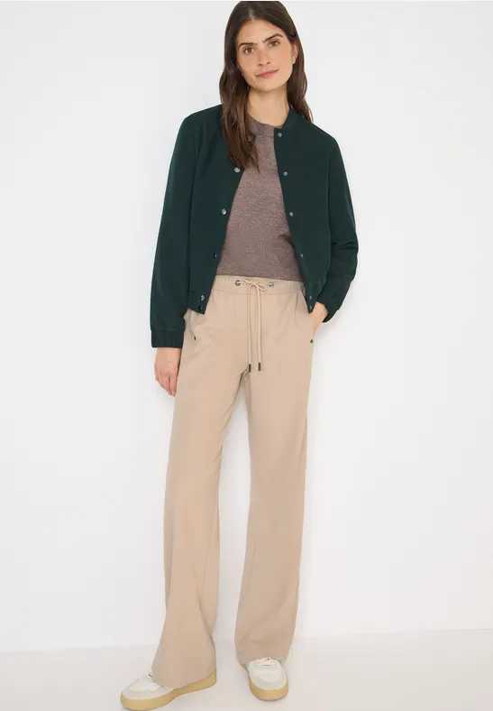 Broek met wijde pijpen in keperstof