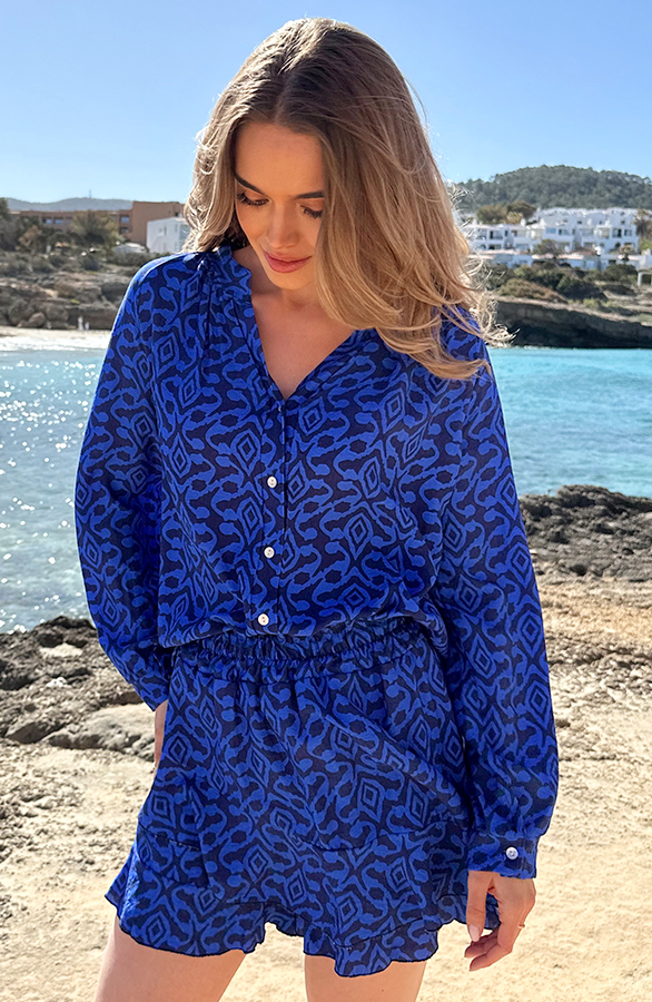Casual Viscose Blouse Meike Kobalt