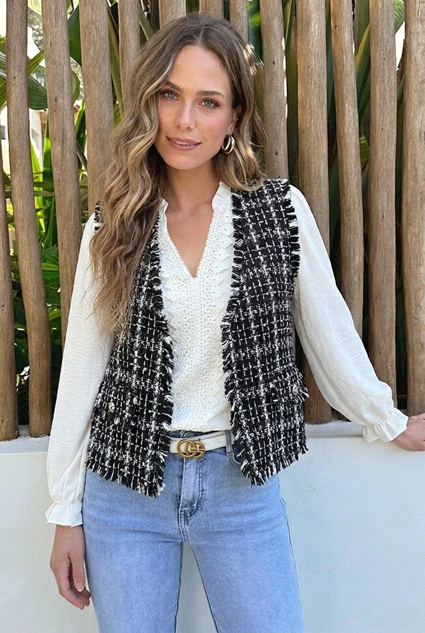 Classic Tweed Gilet Zwart - Afbeelding 2