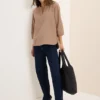 Corduroy blouse met gespleten hals