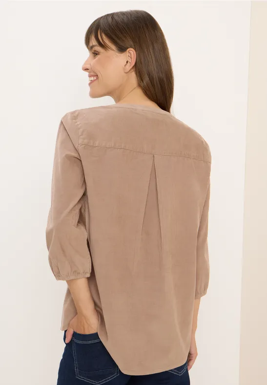 Corduroy blouse met gespleten hals - Afbeelding 3