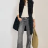 Corduroy mix puffer vest