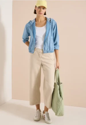 Denim-look blouson met ritssluiting
