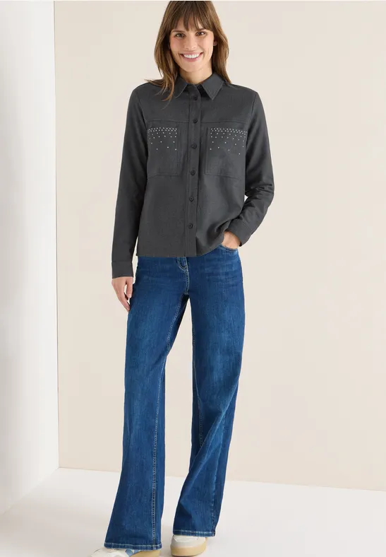 Flanellen blouse met studs