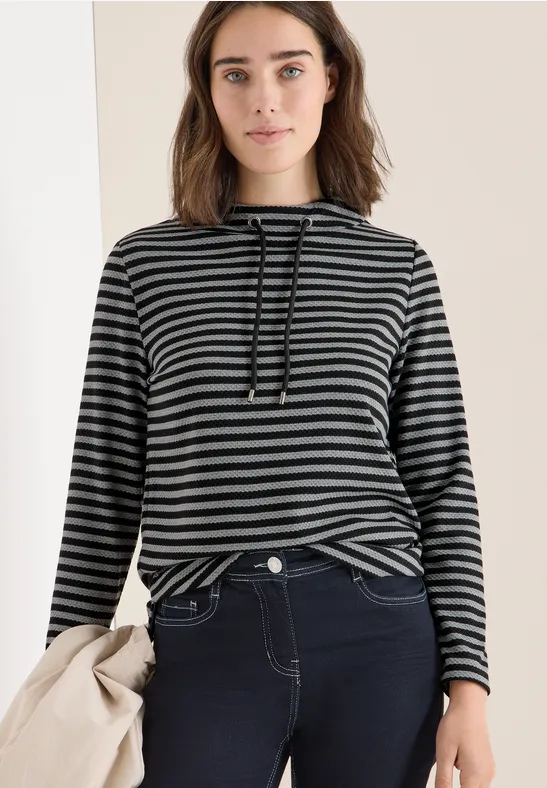 Gestreept funnelneck shirt