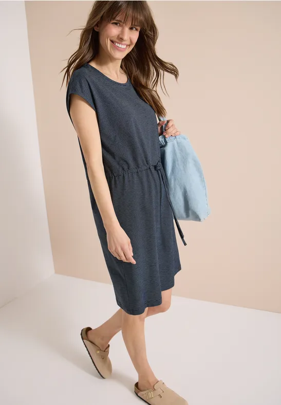 Gestreepte jersey jurk