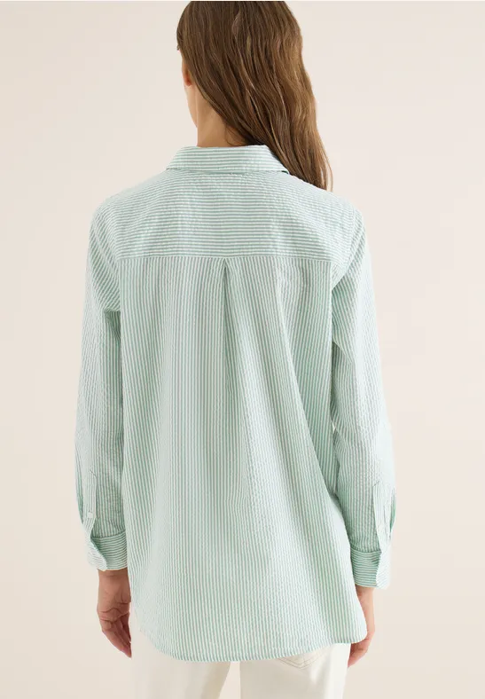 Gestreepte seersucker blouse - Afbeelding 3