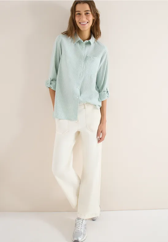 Gestreepte seersucker blouse