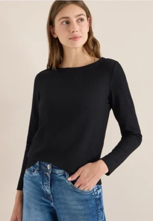 Getextureerd shirt met lange mouwen