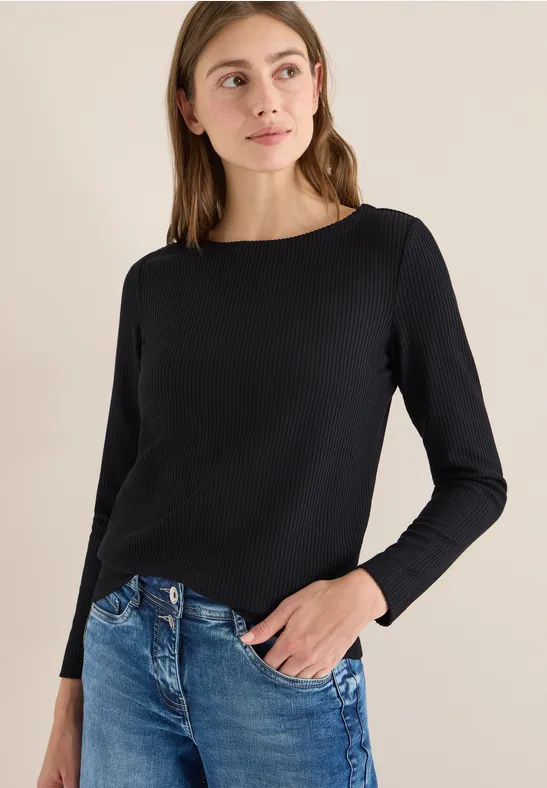 Getextureerd shirt met lange mouwen