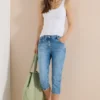 High Waist Slim Fit capri jeans