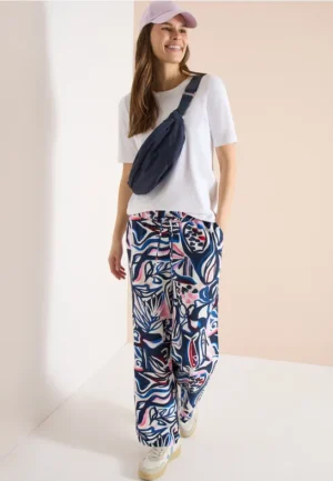 High Waist broek met Wide Legs en print