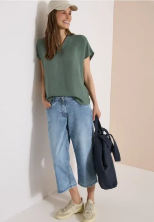 High Waist jeans met Wide Legs en strepen