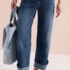 High Waist jeans met wijde pijpen in Slim Fit