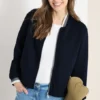 Jersey blouson met contrasterende knoopdetails