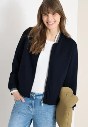 Jersey blouson met contrasterende knoopdetails