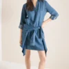 Knielange jurk in denimlook