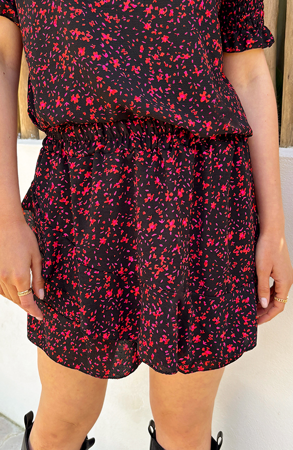 Laagjes Skort Print Zwart Koraal