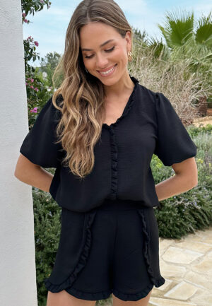 Maevy Ruffle Blouse Zwart