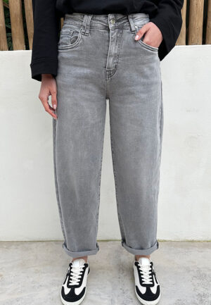 Mid Rise Barrel Jeans Grey