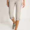 Mid Waist Slim Legs broek met omslag