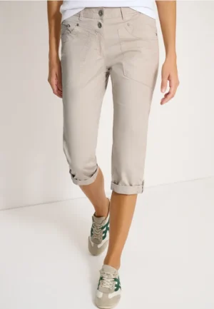 Mid Waist Slim Legs broek met omslag