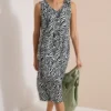 Midi-jurk met V-hals en zebraprint
