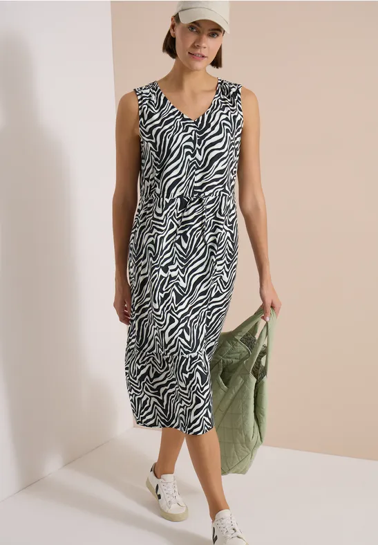 Midi-jurk met V-hals en zebraprint