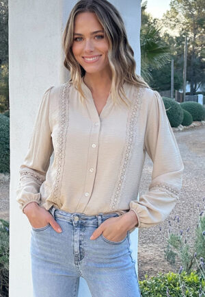Minimal Lace Blouse Beige