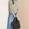 Overhemdblouse met strepen en knopen