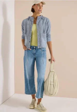 Overshirt met capuchon en strepen