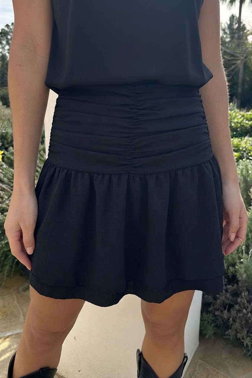 Ruched Waist Skort Zwart