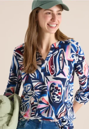 Shirt met 3/4 mouwen en knoopdetail
