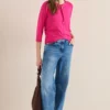 Shirt met 3/4 mouwen en split neck