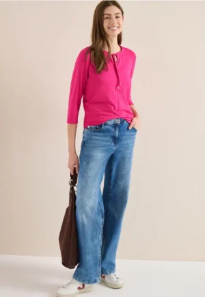 Shirt met 3/4 mouwen en split neck