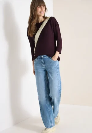 Shirt met 3/4 mouwen in ajourlook