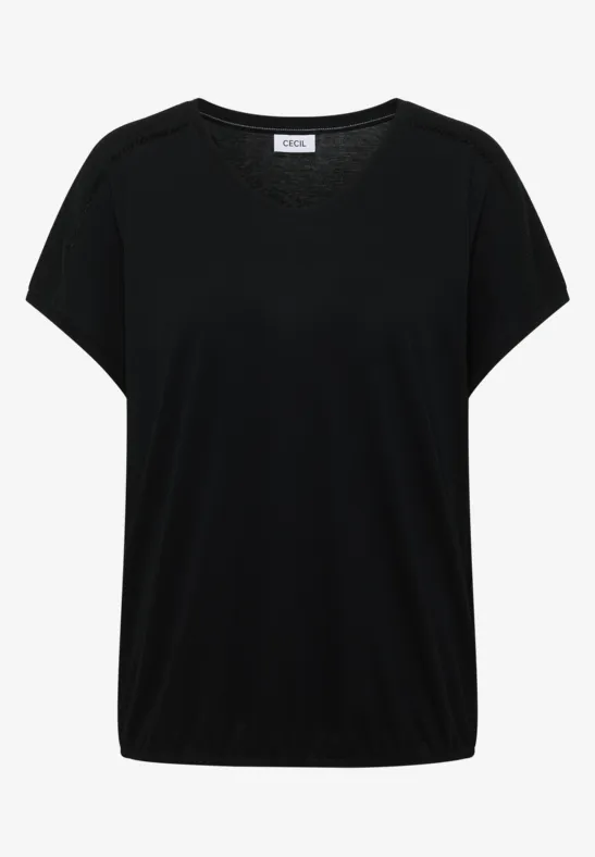 Shirt met V-hals en kanten detail - Afbeelding 2