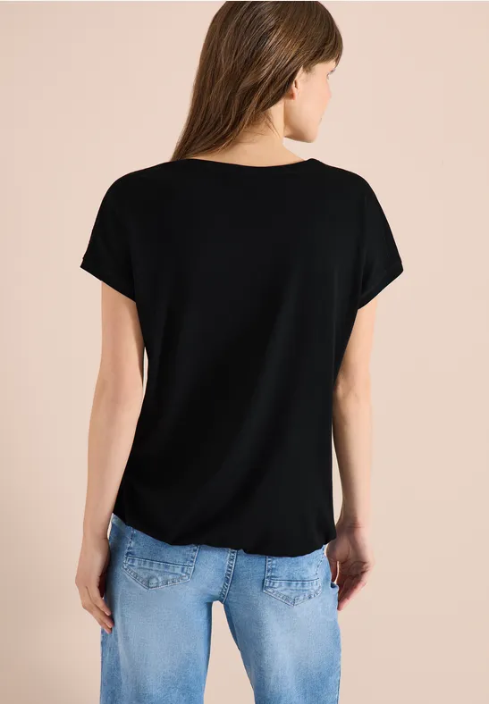 Shirt met V-hals en kanten detail - Afbeelding 3