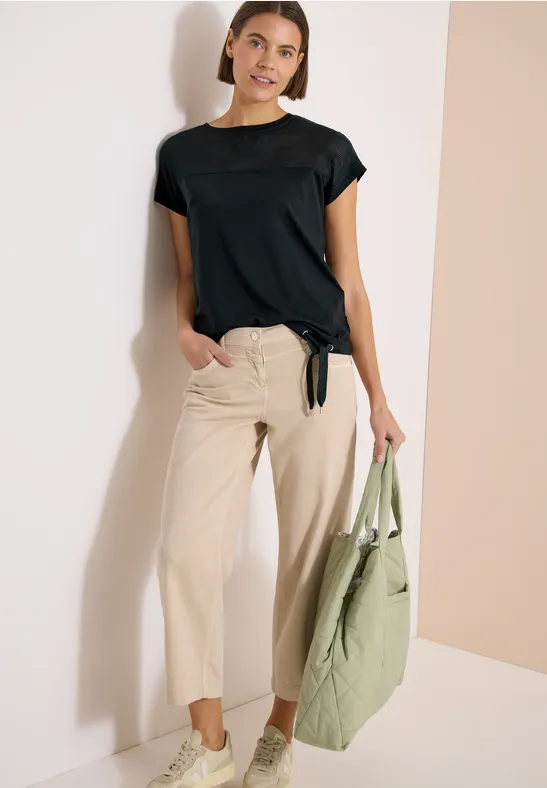 Shirt met boothals en mesh inzet