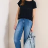 Shirt met boothals in ajour-look