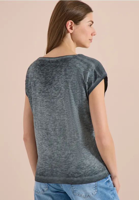 Shirt met boothals in garment-dyed look - Afbeelding 3