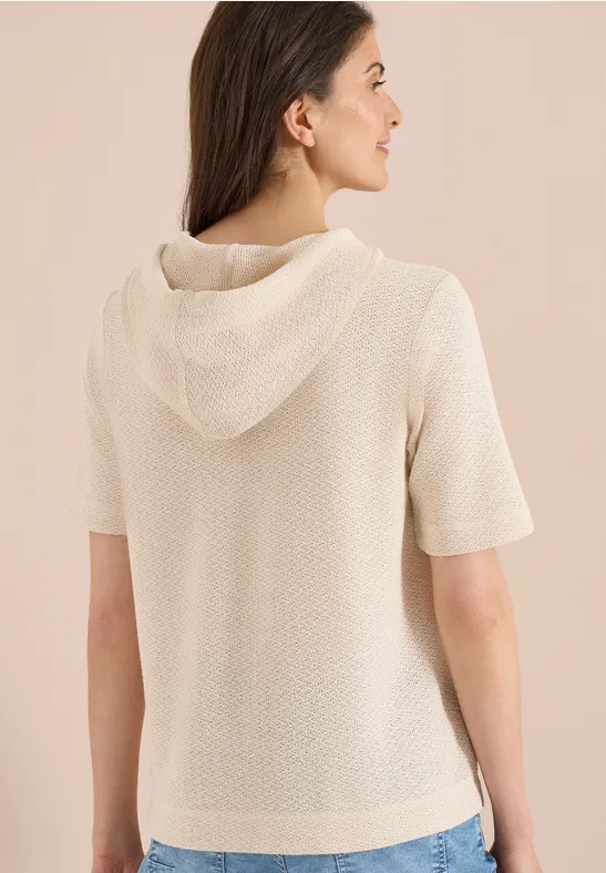 Shirt met capuchon en textuur - Afbeelding 3
