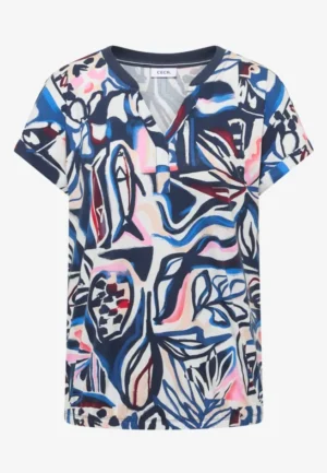 Alternative view of Shirt met gespleten hals en grafische print
