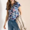 Shirt met gespleten hals en grafische print