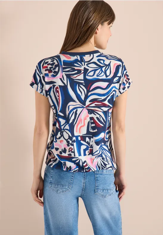 Shirt met gespleten hals en grafische print - Afbeelding 3