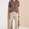 Shirt met gespleten hals en haakband