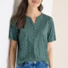 Shirt met gespleten hals en print