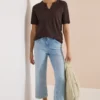 Shirt met gespleten hals in effen kleur