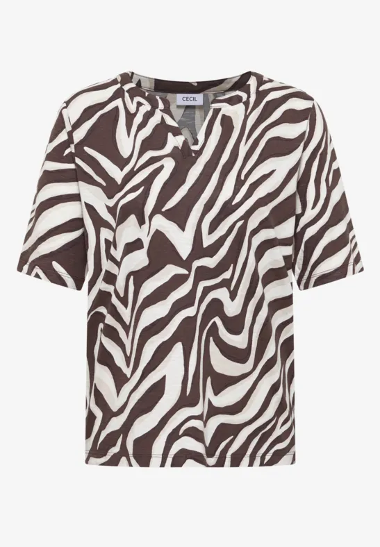 Shirt met gespleten hals met print - Afbeelding 2